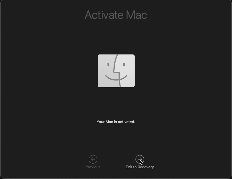 Mac activation screen